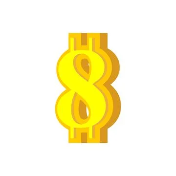 8 numeral bitcoin font. Eight numeric Crypto currency alphabet. Lettering vir Stock Illustration
