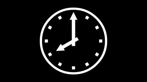 8 O Clock face icon white color in black background Stock Illustration