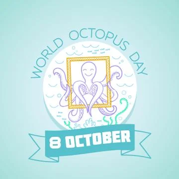 8 october World Octopus Day Stock Illustration