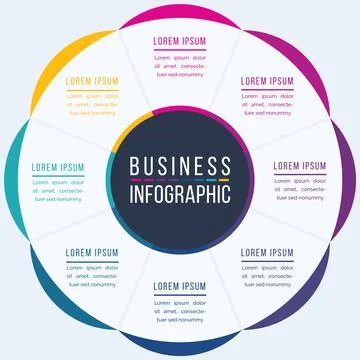 8 Options Infographic circle design 8 Options, objects, elements or steps info Illustrazione stock