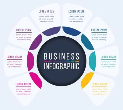 8 Options Infographic circle design 8 steps, objects, elements or options info 스톡 일러스트