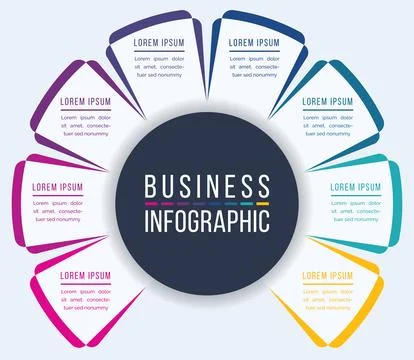 8 Options Infographic design 8 Steps, objects, elements or options business info 库存插图