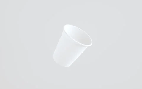 8 oz. Paper Coffee Cup Mockup Without Lid - One Floating Cup. 3D Illustration Stock Illustration