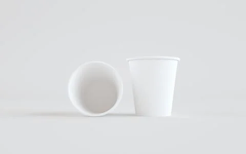 8 oz. Paper Coffee Cup Mockup Without Lid - Two Cups. 3D Illustration Stock Illustration