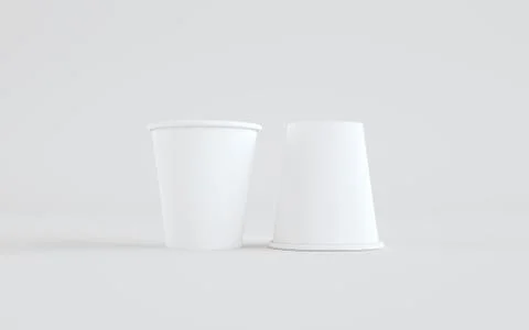 8 oz. Paper Coffee Cup Mockup Without Lid - Two Cups. 3D Illustration Stock Illustration