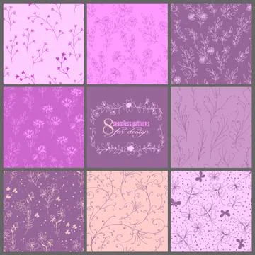 8 seamless floral patterns Stock-Illustration