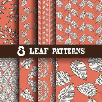 8 seamless patterns with decorative feathers. invitations, cards, scrapbooking Stock Illustration