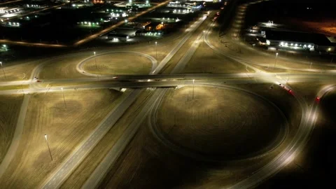 8 shape of a highway, intersection and exit with all the cars and trucks Stock Footage 221509310