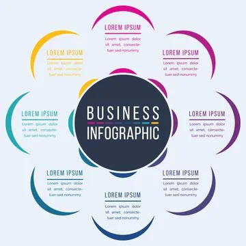 8 Steps Circle Infographic Design Illustrazione stock