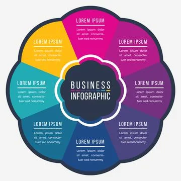 8 Steps infographic circle design template for business information 8 objects Stockillustratie