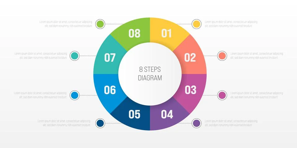8 steps process modern infographic diagram 스톡 일러스트