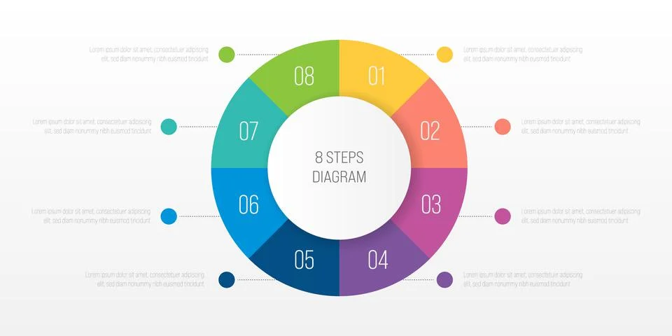 8 steps process modern infographic diagram 스톡 일러스트