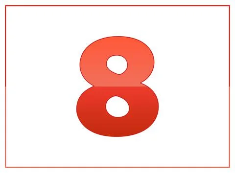 8 vector font, made of dark and light red colors. For number logo, brand labe Stock Illustration