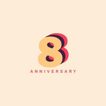 8 Years Anniversary Vector Template Design Illustration Stock Illustration