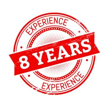 8 years experience round stamp Illustrazione stock