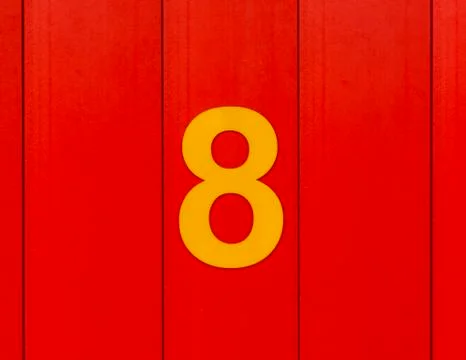 8 - yellow on red Stock Photos