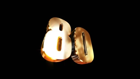 80, 3d golgen text number on black background 스톡 동영상 127697994