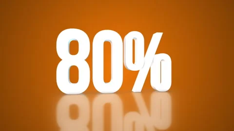 80% 3D Text spinning on an orange background. 360 Looped video. 4K 動画素材 276685560