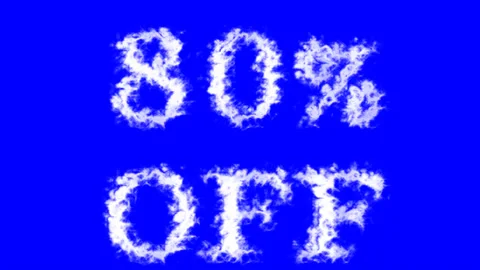 80% Off cloud text effect blue isolated background Stock Footage 139606726
