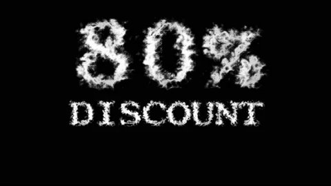 80% discount cloud text effect black isolated background Stock Footage 139640517