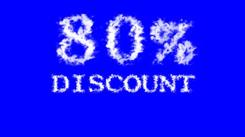 80% discount cloud text effect blue isolated background Stock Footage 139640542