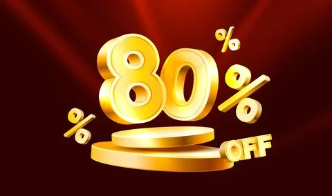 80 Off. Discount creative composition. 3d sale symbol with decorative objects 스톡 일러스트