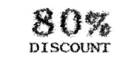 80% discount smoke text effect white isolated background Stock Footage 139628618