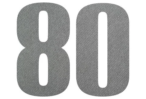 80, eighty - with gray fabric texture on white background Stock Photos
