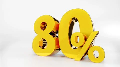 80% Golden symbol , 3D render Stock Illustration