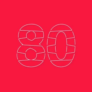 80 number, linear stroke font. Modern trendy, creative style design. For logo Stock Illustration