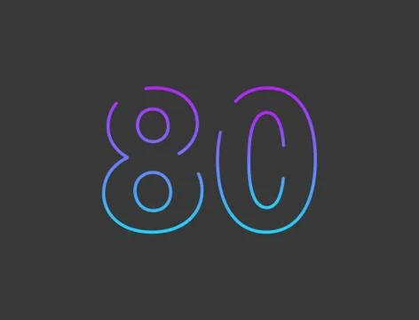 80 number, outline stroke gradient font. Trendy, dynamic creative style desig Stock Illustration