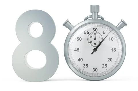 80 number with stopwatch. 3D rendering 스톡 일러스트