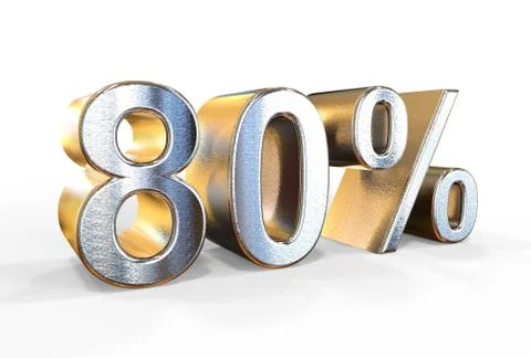 80 Percent 3d rendering which can be used for sale, investment, concepts an.. Stock Illustration