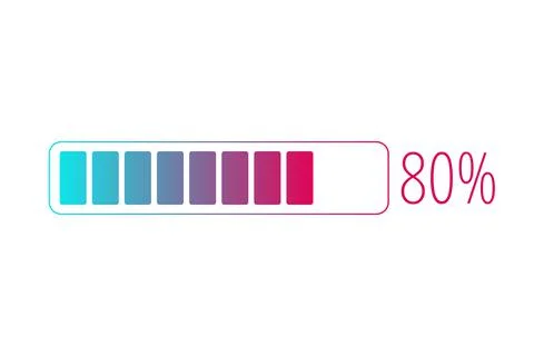 80 percent chart. Vector percentage infographics. Isolated gradient icon. イラスト素材