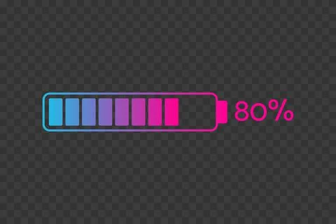 80 percent chart. Vector percentage infographics on transparent background Illustration