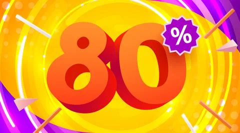80 percent Off. Discount creative composition. 3d mega sale symbol with Stock Illustration