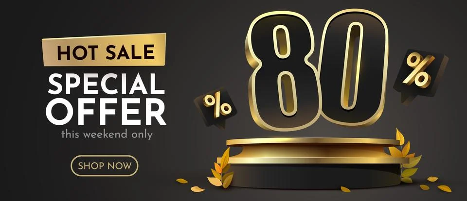 80 percent Off. Discount creative composition. Sale banner and poster. Stock Illustration