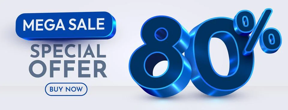 80 percent Off. Discount creative composition. Mega Sale. Stock Illustration