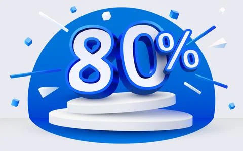 80 percent Off. Discount creative composition, mock up with podium. Sale banner Stock Illustration