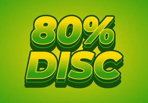 80 percent discount. Text effect in good colors and 3D style Illustrazione stock