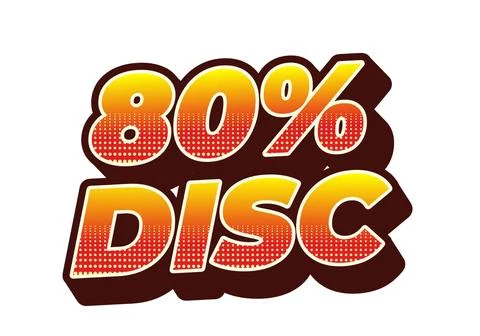 80 percent discount. Text effect in good colors and 3D style Stock Illustration