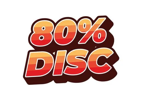 80 percent discount. Text effect in good colors and 3D style 스톡 일러스트