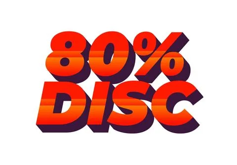 80 percent discount. Text effect in good colors and 3D style 스톡 일러스트