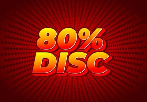80 percent discount. Text effect in good colors and 3D style Stock Illustration