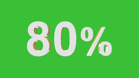 80 Percentage 3D Rotating Animation with Green Screen Background Stock Footage 320223319