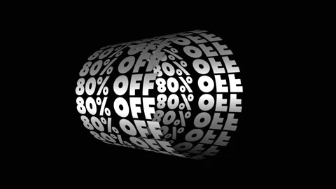 80% OFF Sale. Kinetic Typography Loop 3D Animation. Advertising Animated Banner Video stock 131048246