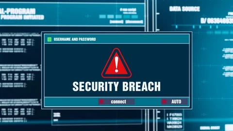 80. Security Breach Warning Notification on Digital Security Alert on Screen. Stock Footage 95561505