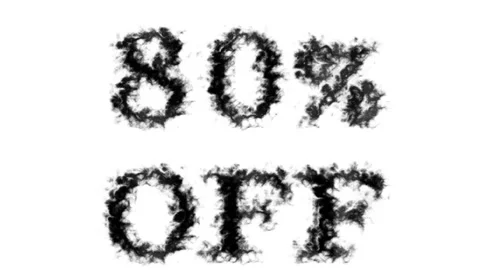 80% Off smoke text effect white isolated background Stock Footage 139611988