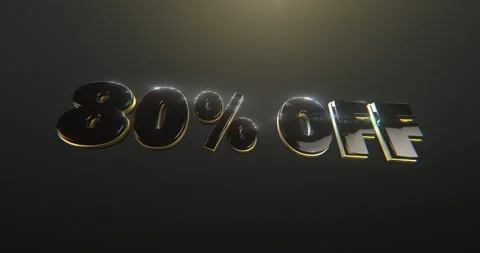80% Off Title in a 3D animation Stock Footage 251598423