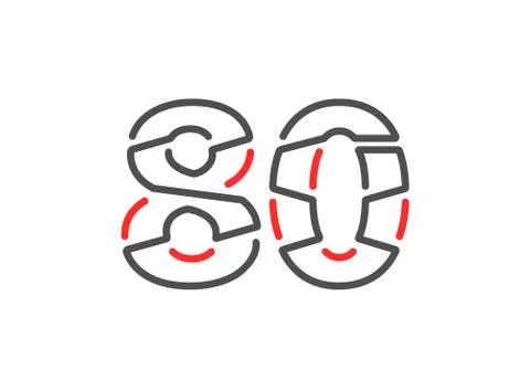 80 vector number. Modern trendy, creative style line design. For logo, brand  Stock Illustration